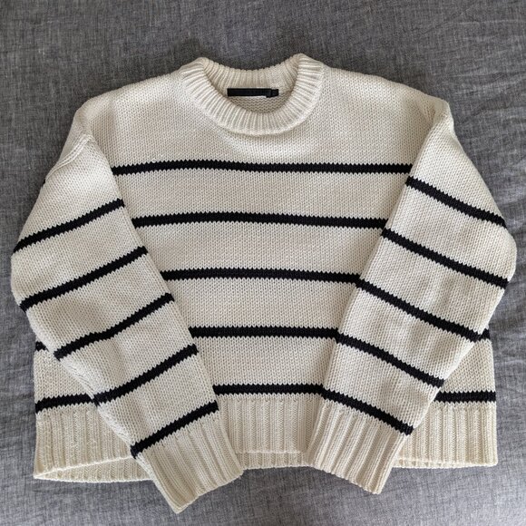 Jenni Kayne Ivory/Black Striped Chloe Sweater Size XS - Picture 1 of 12